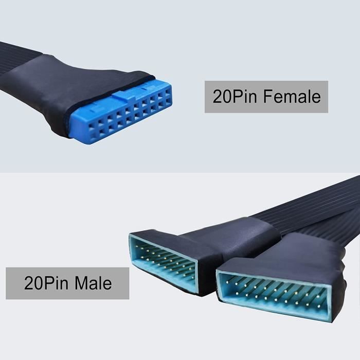 Câble d'extension USB 3.0 19-20 broches 1 à 2 Y Adaptateur d'extension  interne (15 cm) 269 - Cdiscount Informatique