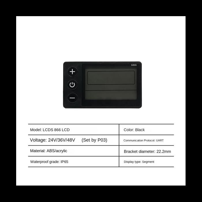iFutniew LCD-S866 Écran LCD pour vélo électrique 24 V 36 V 48 V Panneau de commande avec prise étanche Modification Ebike iFutniew LCD-S866 Écran LCD pour vélo électrique 24 V 36 V 48 V Panneau de commande avec prise étanche Modification Ebike