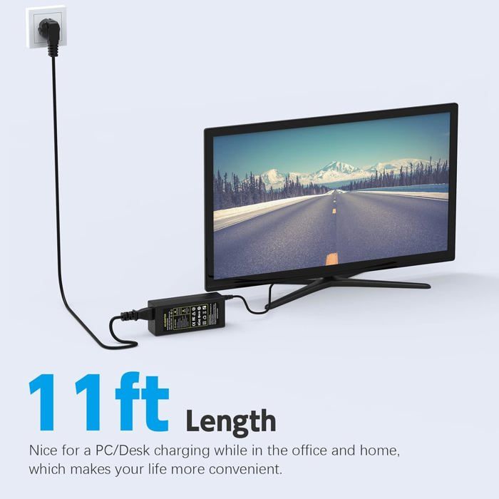 HKY Caricatore Alimentatore 19V 3.42A 65W Per Monitor LG E Samsung | Spina 6,5x4,4mm, Compatibile Con 19-34"