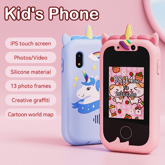 SYNCFUN Téléphone intelligent pour enfants, jouets licorne cadeaux d'anniversaire pour filles de 3, 4, 5, 6, 7, 8, 9 et 10 ans, téléphone pour tout-petits avec double caméra, jeu, lecteur de musique SYNCFUN Téléphone intelligent pour enfants, jouets licorne cadeaux d'anniversaire pour filles de 3, 4, 5, 6, 7, 8, 9 et 10 ans, téléphone pour tout-petits avec double caméra, jeu, lecteur de musique