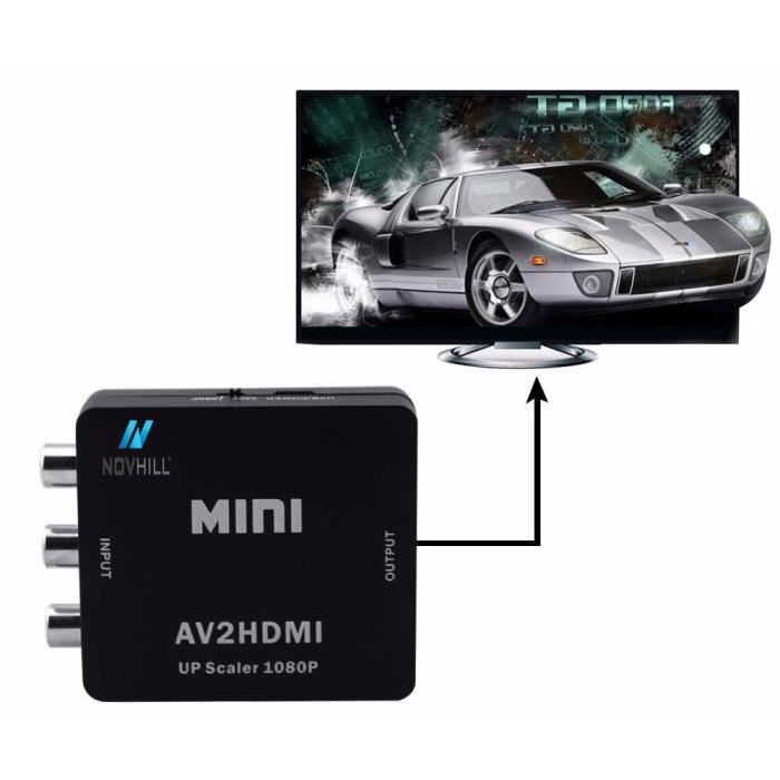 Convertisseur RCA vers HDMI, adaptateur composite 1080P vers HDMI avec câble  RCA prend en charge PAL/NTSC pour lecteurs DVD  Roku/VHS/magnétoscope/Blue-ray