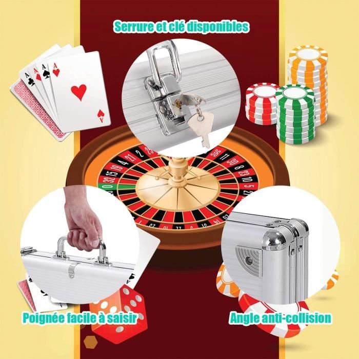 Mallette Poker 500 Jetons Suusolny – Aluminium, 2 Jeux De Cartes, Dés, Boutons, Clés, Pour Texas Hold'em, Blackjack