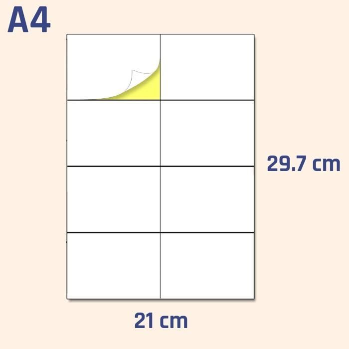 150 étiquettes Autocollantes Blanches A4 - 210 X 99 Mm - 50 Feuilles - UGE03