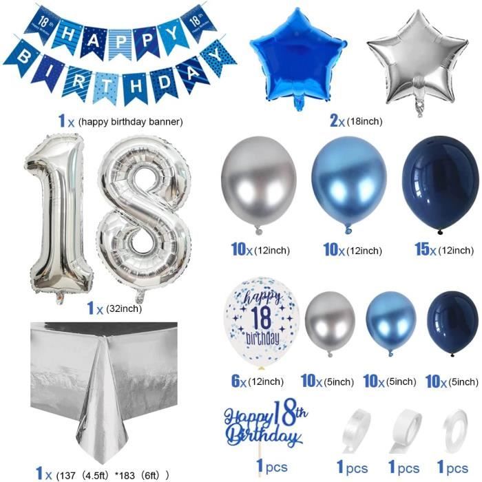 Kit Décoration Anniversaire 18 Ans Bleu Marine Or - Arche Ballons Et Accessoires Complets Deco Fete 18 Ans Garcon Fille Kit Décoration Anniversaire 18 Ans Bleu Marine Or - Arche Ballons Et Accessoires Complets Deco Fete 18 Ans Garcon Fille