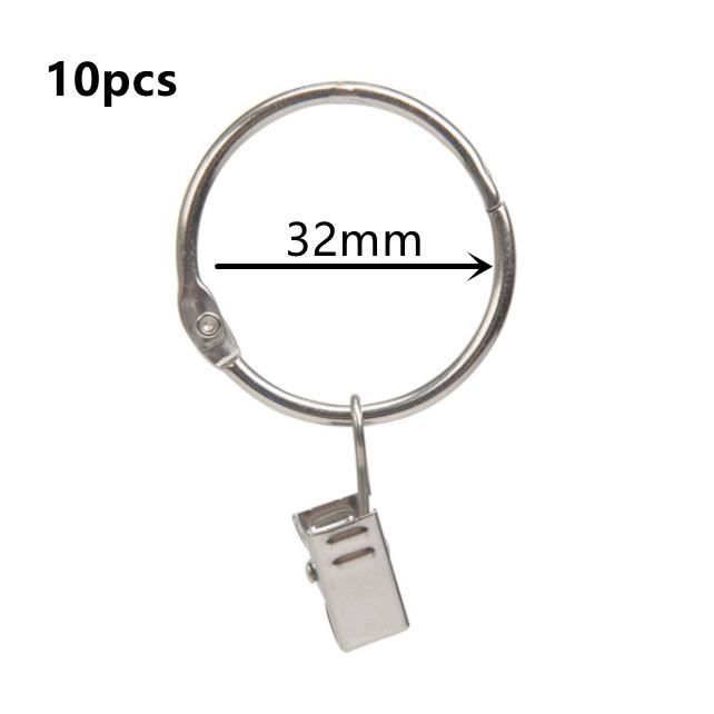Lot De 25 Anneaux De Rideau Avec Clips Métal Argenté - Diamètre Intérieur 32 Mm, Réutilisables - 8