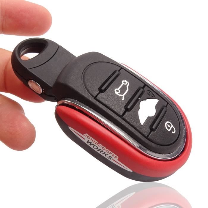 Coque clé,Étui de protection pour clé et Jack, décoration pour BMW Mini  Cooper S JCW One D F54, F55, F56 - Type Red Black 1pcs