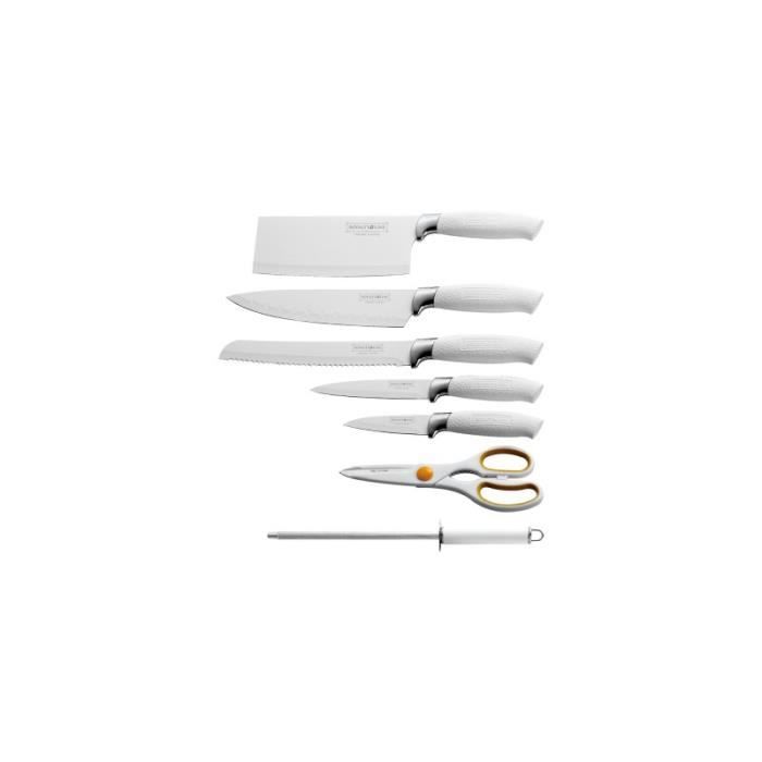 Bloc De Couteaux De Cuisine 8 Pièces Inox Avec Support - Neuf - Marque CF