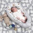 Réducteur Lit Bébé 90x50 cm - Matelas Cocoon Cale Bebe pour Lit Baby Nest Coton avec Minky Faon et ours + gris clair-2