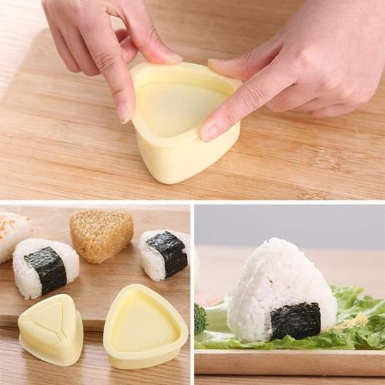 Kit Moules Onigiri Triangle X2 + Cuillère à Riz - Antiadhésif - Pour Sushi Maison - Japonais