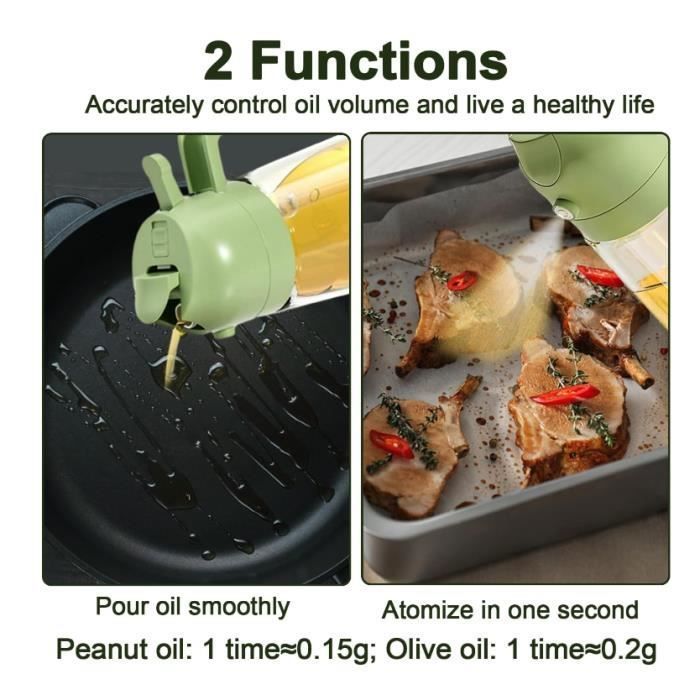 Vaporisateur D'huile Réutilisable 470ml - En Verre Sans BPA - Pour Cuisson, Salades Et Marinades - Pulvérisation Précise Et Propre - Noir