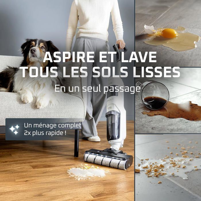 Aspirateur Laveur Sans Fil Rowenta X-Clean5 - Nettoyage 2-en-1 Avec Mode Auto - Auto-nettoyage Et Séchage Air Chaud