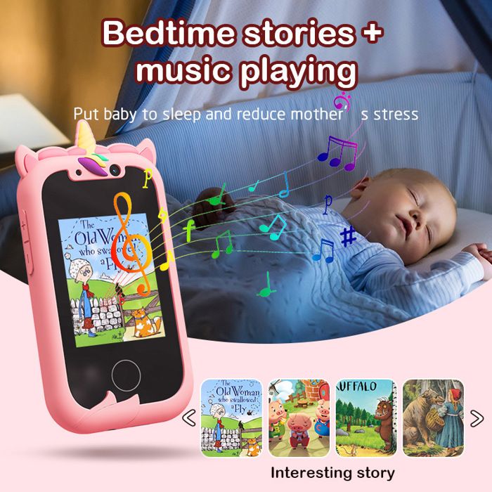 Smartphone Jouet Licorne 2,8 Pouces – Double Caméra 8 MP, 44 Jeux, 41 Fonds D’écran, Carte 32 Go – Fille 3-10 Ans