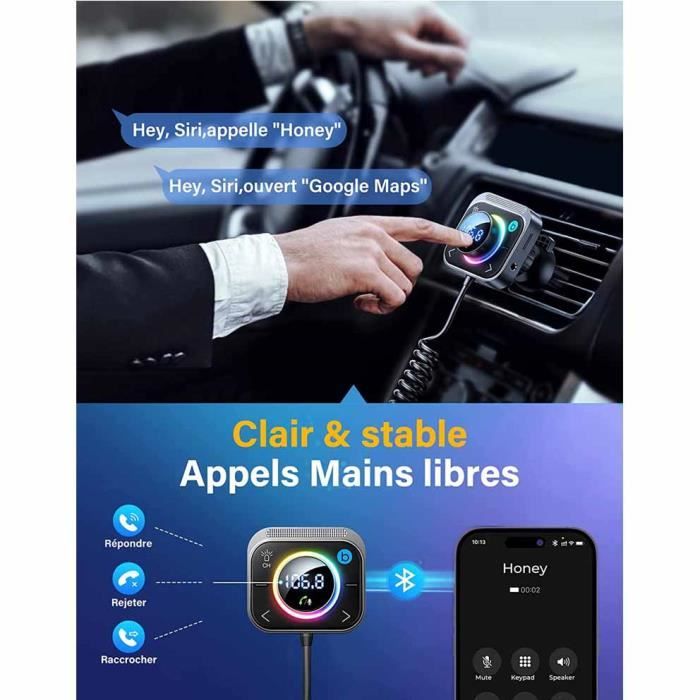 YROOM-Transmetteur FM Bluetooth 5.3 pour voiture, adaptateur de chargeur de  voiture, Bluetooth et disque U, micros pour touristes, appels mains libres,  PD et QC3.0, 48W - AliExpress