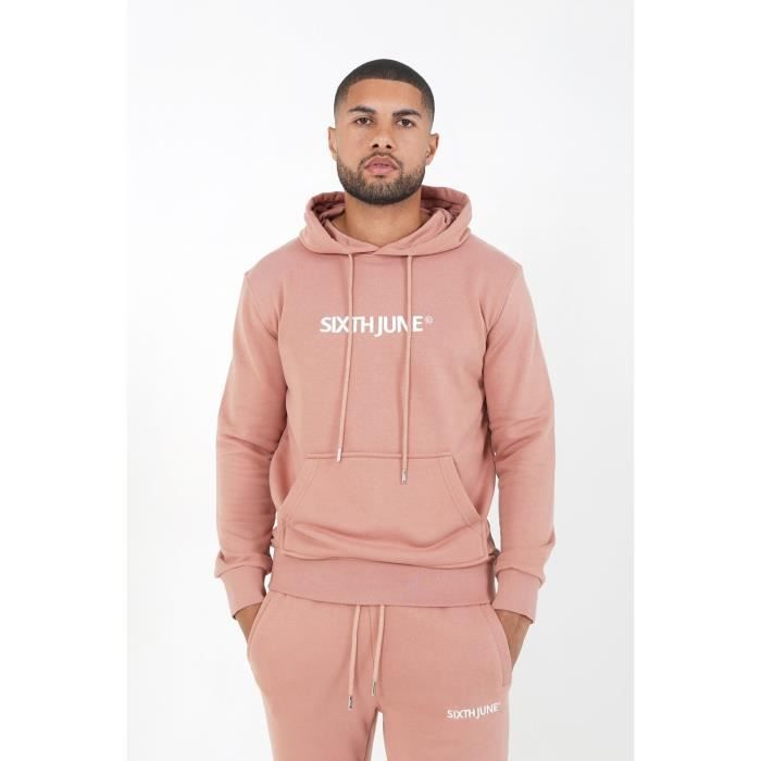 Sixth June Sweatshirt capuche logo brodé Rose Rose Cdiscount