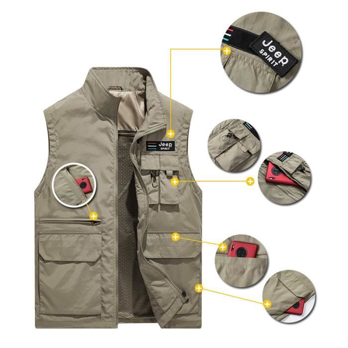 Veste sans manche multi poche homme on sale