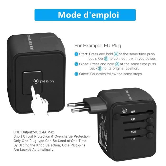 Adaptateur Portable universel UK Plug to EU chargeur de voyage prise  puissance avec fusible