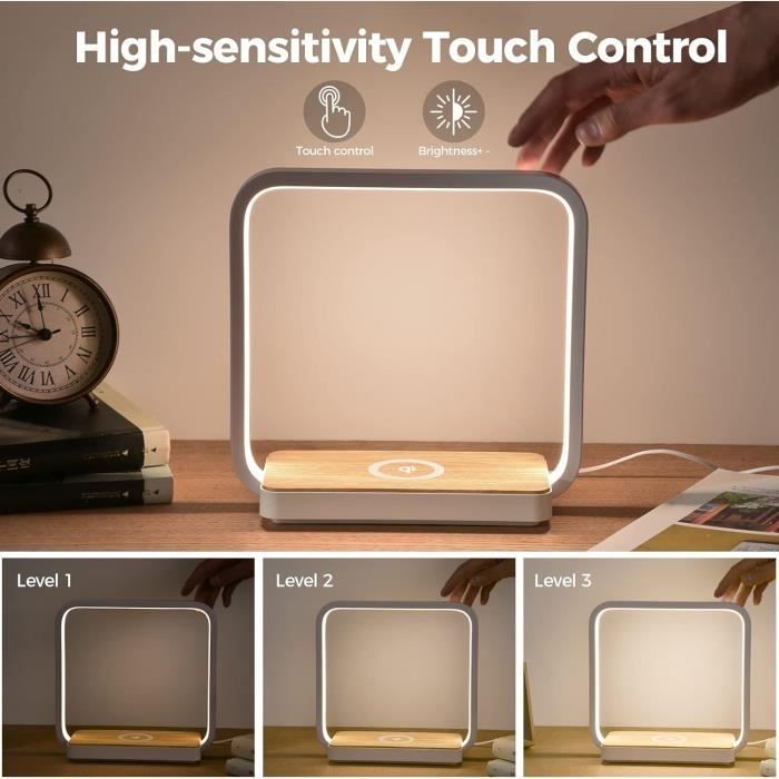Lampe De Chevet Avec Chargeur Sans Fil, Haut-Parleur Bluetooth, Reveil Et Veilleuse - Starnearby