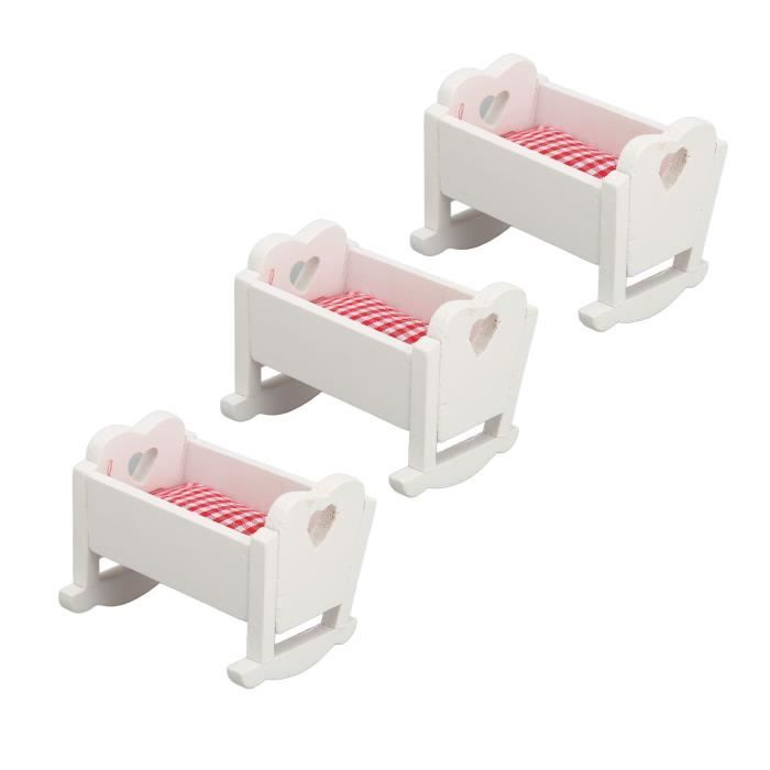 Fdit – Berceau Miniature En Bois De Bouleau Pour Poupée, échelle 1:12, Lit De Bébé Léger