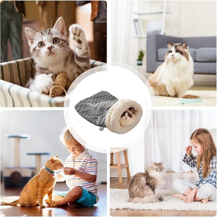 Niche Douillette Chauffante Pour Chat - Lit Fermé En Peluche Pour Chaton, Lapin, Petit Animal - Intérieur Salon Chambre - 9