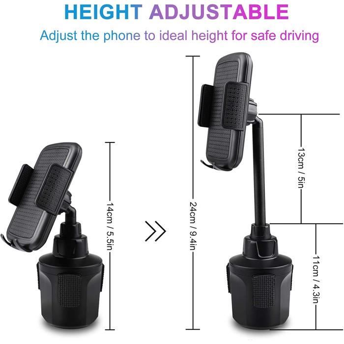 Kit Support Voiture Quad Lock Avec Coque MAG Et Chargeur Sans Fil - Pour Porte-Gobelet 70-100mm