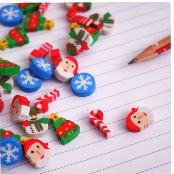 Eraseurs de dessin animé mini crayon de Noël gommes à crayons de