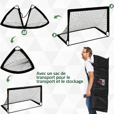 Kit De Buts De Foot Pour Enfants – 2 Buts, 2 Balles, Pompe, Cônes – Koolbitz