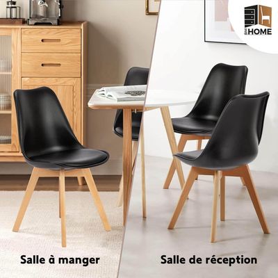 4 chaises scandinaves pieds bois de hêtre noirs Nils | Maisons du Monde