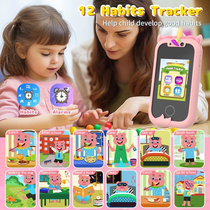 Téléphone Portable Jouet Pour Enfants 3-10 Ans - Écran Tactile 2,8 Pouces, 44 Jeux, Double Caméra, éducatif - Cadeau Anniversaire Ou Noël