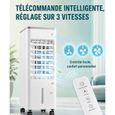Climatiseur 3 en 1 Évaporatif Mobile 60W 6L 3 vitesses minuterie 7,5h télécommande roulettes 360° avec 4 pains de glace