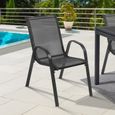 IDMARKET Lot de 6 chaises de jardin LYMA métal et textilène empilables gris anthracite-0
