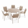 Ensemble table de jardin et 6 fauteuils - Palavas - Taupe - OVIALA - Design contemporain et robustesse-0