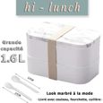 AWY25117-1.6L Grande Capacité Boîte Lunch Motif de Marbre de Mode | Micro-Ondes  Lave-Vaisselle | Boîte Déjeuner Adultes ou Enfant-0