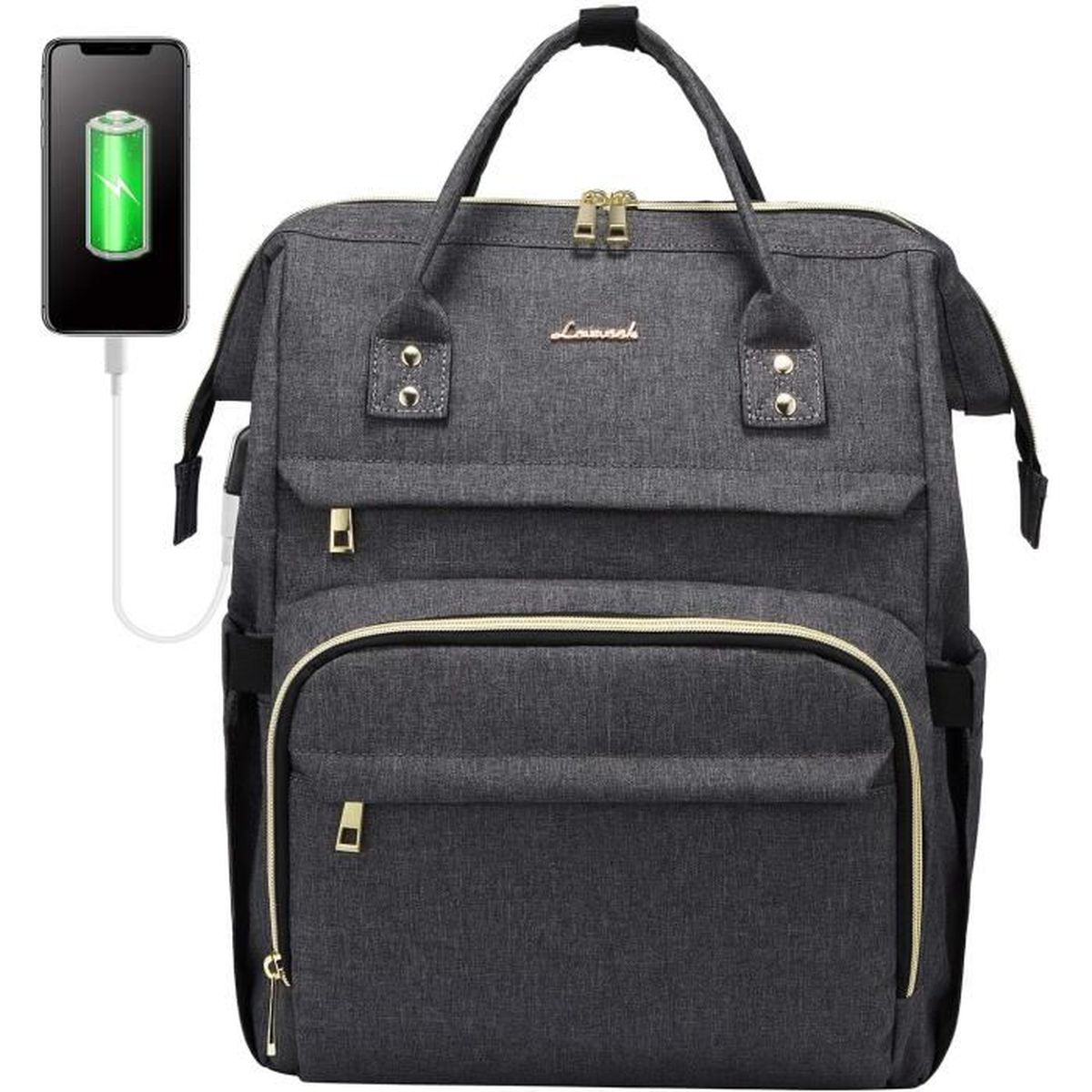 élégant Sac à Dos pour Ordinateur avec Port de Chargement USB LOVEVOOK Sac à Dos Femme Imperméable Sac a Dos PC Portable 14 Pouces pour Collège Voyage Affaires Gris élégant Sac à Dos pour Ordinateur avec Port de Chargement USB LOVEVOOK Sac à Dos Femme Imperméable Sac a Dos PC Portable 14 Pouces pour Collège Voyage Affaires Gris