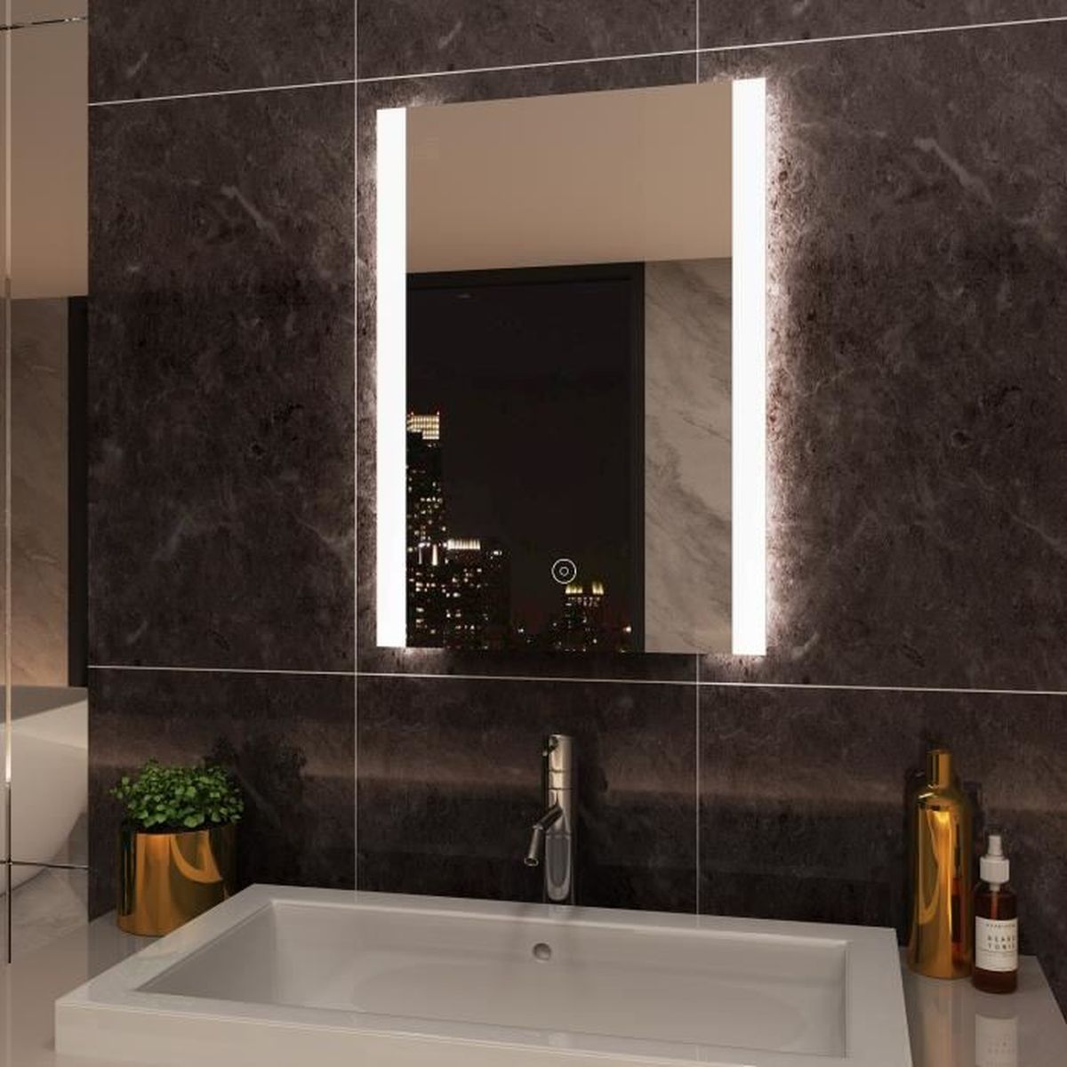 Miroir De Salle De Bains Illumine Par Led 500x700mm Achat