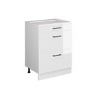 Meuble cuisine R-Line, 60cm avec tiroirs, sans PT, Blanc Haute brillance, Blanc, Vicco