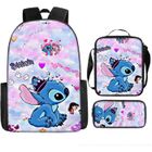 AODUX Sac à dos 3 pièces pour garçon, fille avec sac à lunch et trousse à crayons, ensemble sac à dos Stitch sac à dos pour enfant