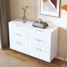 SOMUBI Commode, Somobi, 6 tiroirs, commode en losange plaqué blanc, buffet, pieds dorés, design élégant, salon et chambre, 100×34×72,5 cm