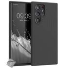 HTDMOBILES Coque silicone gel fine pour Samsung Galaxy S22 Ultra 5G + verre trempe - NOIR