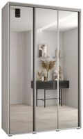 Armoire de chambre - ABIKSMEBLE Cannes 2 - armoire à 3 portes coulissantes avec miroir, 205,2x160x60 cm, Blanc Blanc Argent