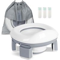 2-in-1 Pot Bebe Toilette, Pot Pliable Enfant Voyage pour les Garçons et les Filles, Portable Toilette Enfant 60pcs Sacs de Toilette