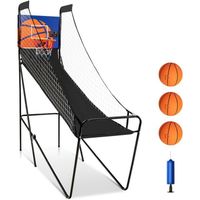 COSTWAY Jeu de Basketball Arcade Enfants Pliable avec Marqueur Electronique, Buzzer, 3 Ballons Pompe Diamètre du Panier 32 cm 8 Ans+