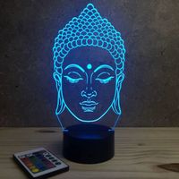 Lampe de chevet veilleuse Tête de Buddha avec télécommande - Cadeau anniversaire surprise Collection Déco