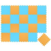 Tapis d'eveil Eva modele puzzle en mousse - 30 x 30 x 1 cm - Bleu clair Jaune - Lot de 20 pieces