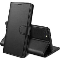 Coque pour iPhone SE 2020 - 7 - 8 - Portefeuille Noir Rabat Clapet Aimanté Rangement Cartes [Phonillico®]