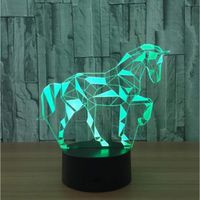 XM2622-3D Led Nuit Lumière Cheval Forme 3D Lampe Led Veilleuse 7 Couleur Changement Tactile Humeur Lampe Noël Présent