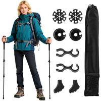 Bâtons De Trekking COSTWAY Tri-pliables – Alu Léger 280g, Réglables 115-130cm – 8 Accessoires Inclus
