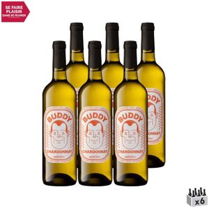 VIN BLANC Pays d'Oc Buddy Chardonnay Blanc 2021 - Lot de 6x75cl - Maison Marigny - Vin IGP Blanc du Languedoc - Roussillon