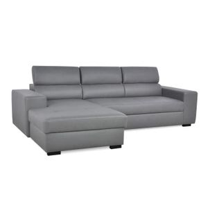 Canapé Dangle Gauche Convertible En Simili Cuir Gris Clair