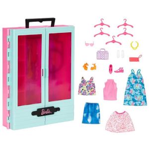 ACCESSOIRE POUPÉE Armoire Barbie - MATTEL - HKR92 - Vêtements et Accessoires - Rose et Bleu