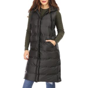 doudoune sans manche longue noir femme